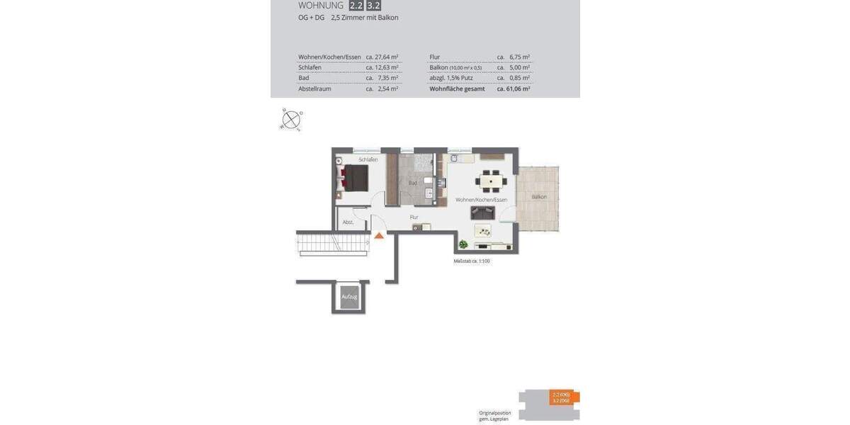 Etagenwohnung Hohentengen Ortsbereich - 2 Zimmer, 61 m&sup2;, 277.800&euro; | Angebot:25777316