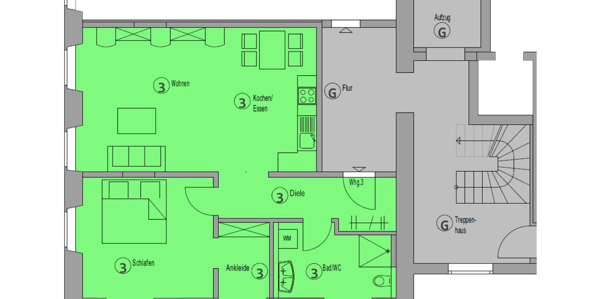 Etagenwohnung Donaueschingen - 2.5 Zimmer, 71 m&sup2;, 846&euro; | Angebot:25200020