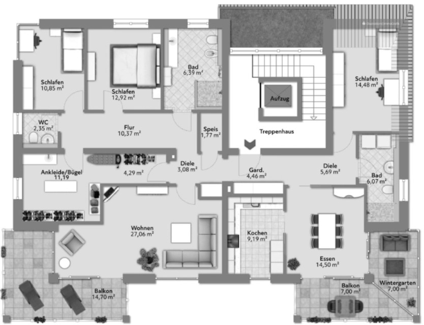 Neuwertige Eigentumswohnung mit 2 Tiefgaragenstellplätze zum Kauf zimmer