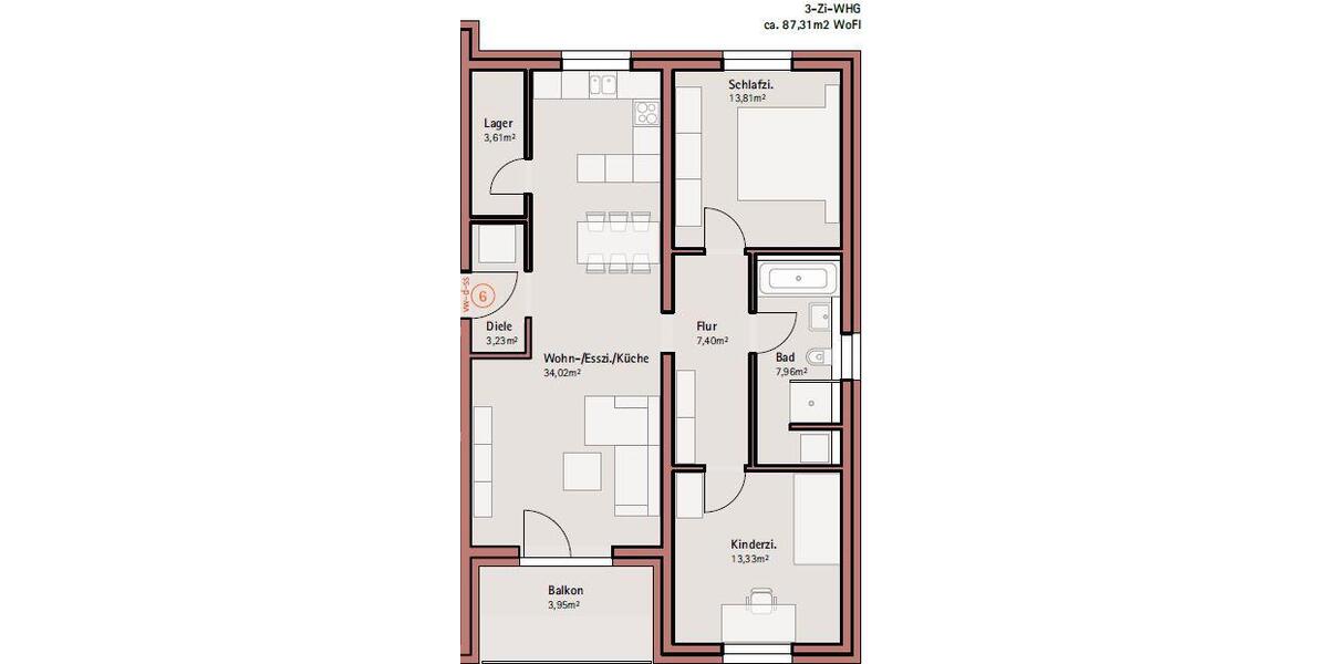 Etagenwohnung Gerolzhofen - 3 Zimmer, 87 m&sup2;, 873&euro; | Angebot:26674755