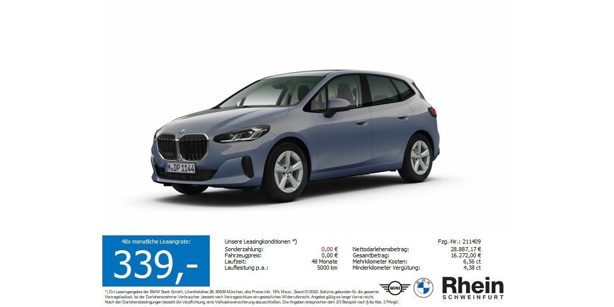 BMW 220 Active Tourer 13.580 km 33.640 &euro; Schweinfurt 97424
