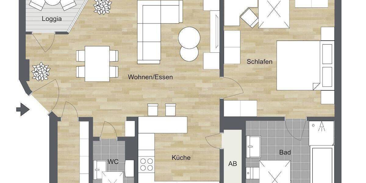 Etagenwohnung Bielefeld Innenstadt - 2 Zimmer, 61 m&sup2;, 560&euro; | Angebot:26825086