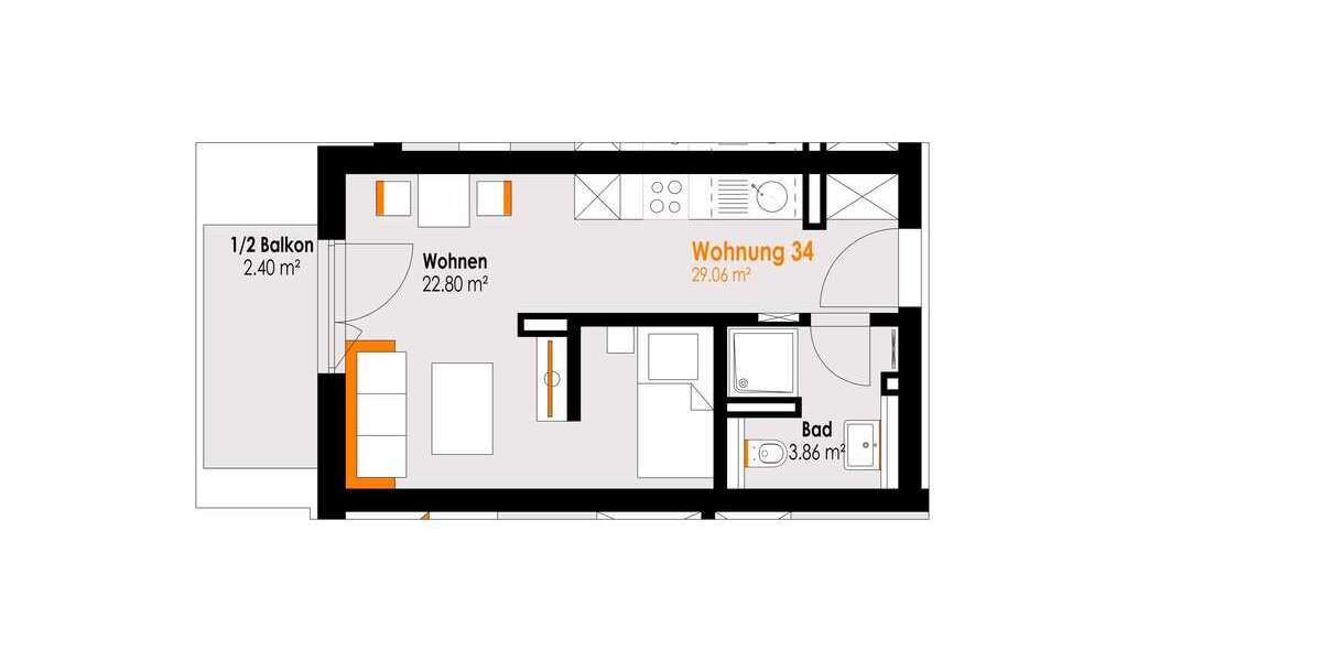 Etagenwohnung Füssen Füssen-West - 1 Zimmer, 29 m&sup2;, 189.000&euro; | Angebot:26130641