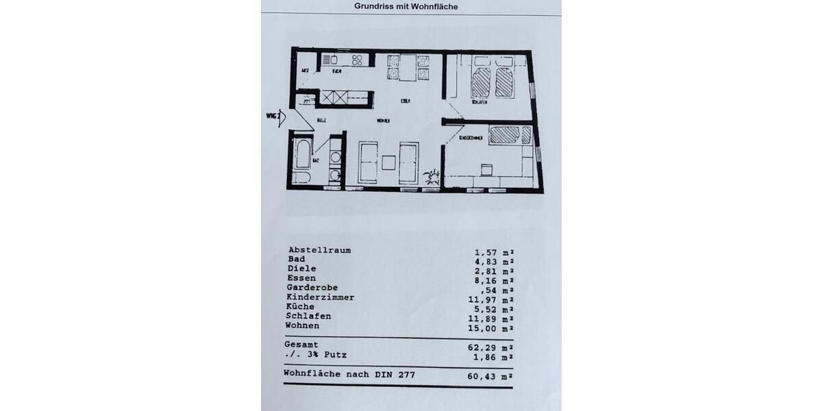 Etagenwohnung Schwalmstadt - 3 Zimmer, 62 m&sup2;, 129.000&euro; | Angebot:27103211