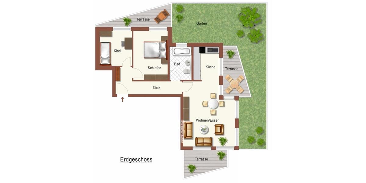 Erdgeschoßwohnung Limburg an der Lahn - 3 Zimmer, 79 m&sup2;, 810&euro; | Angebot:26335167