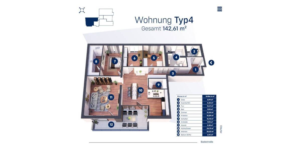 Etagenwohnung Magdeburg Werder - 4 Zimmer, 142 m&sup2;, 698.000&euro; | Angebot:25803127