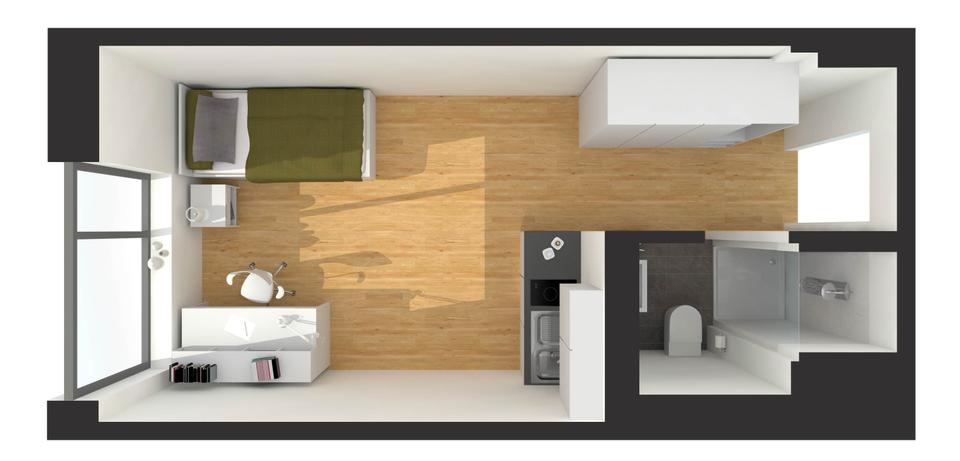 Etagenwohnung Heidelberg Bahnstadt - 1 Zimmer, 22 m&sup2;, 550&euro; | Angebot:26425490