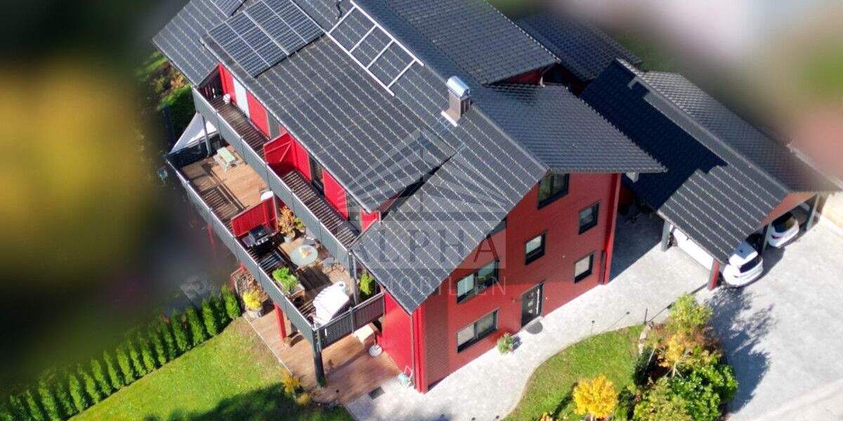 *VERKAUFT* Modernes Blockhaus-Idyllisch gelegene Doppelhaushälfte mit Büroräumen & Traumgarten 6 zimmer