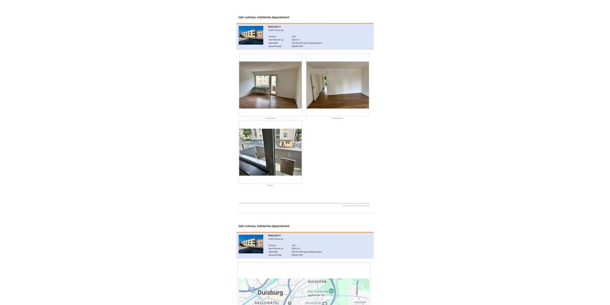 Etagenwohnung Duisburg Duisburg-Mitte - 1 Zimmer, 39 m&sup2;, 595&euro; | Angebot:26300600