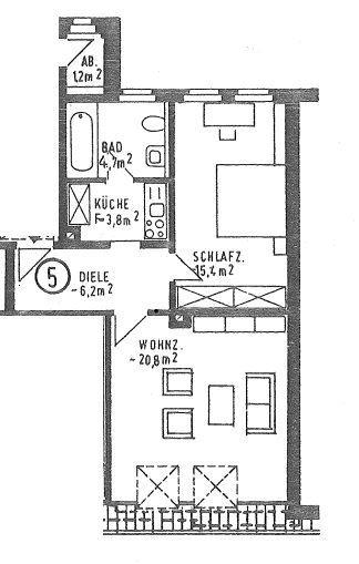 Dachgeschoßwohnung Zwickau - 2 Zimmer, 51 m&sup2;, 385&euro; | Angebot:26167126