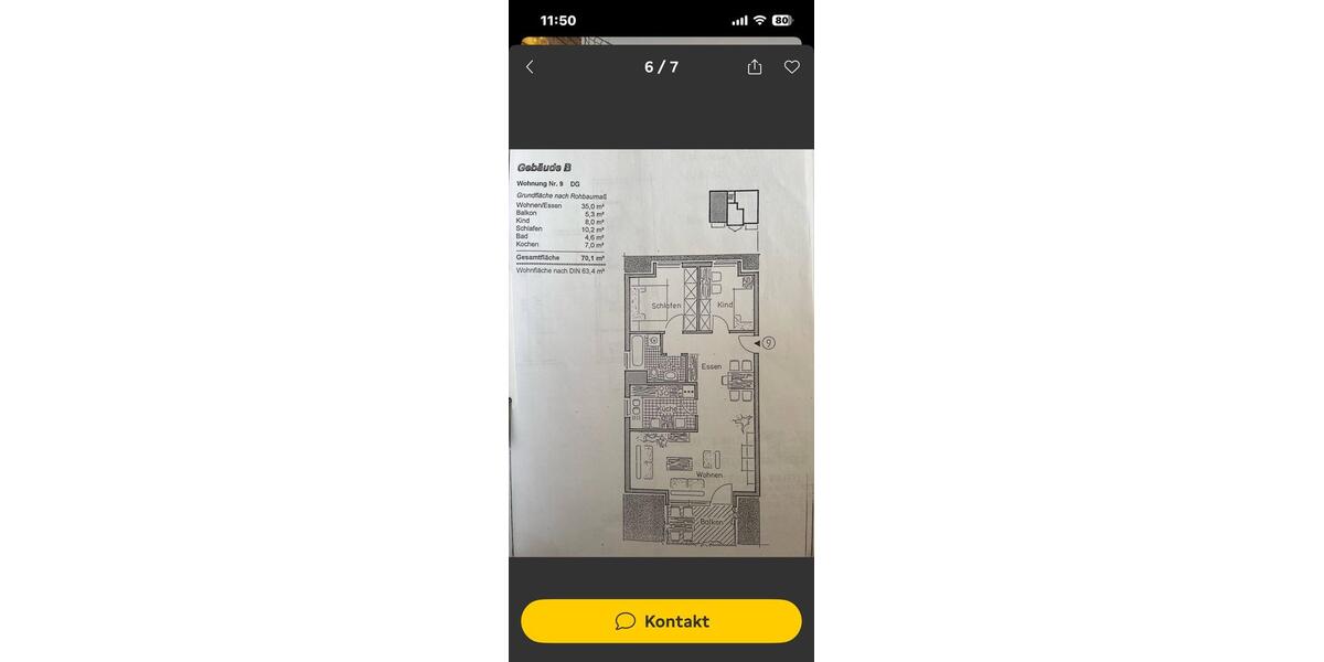 Dachgeschoßwohnung Leimen - 3 Zimmer, 63 m&sup2;, 249.000&euro; | Angebot:27228720