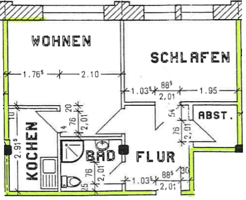 Etagenwohnung Mühlhausen/Thüringen Mühlhausen - 2 Zimmer, 40 m&sup2;, 42.000&euro; | Angebot:26730746