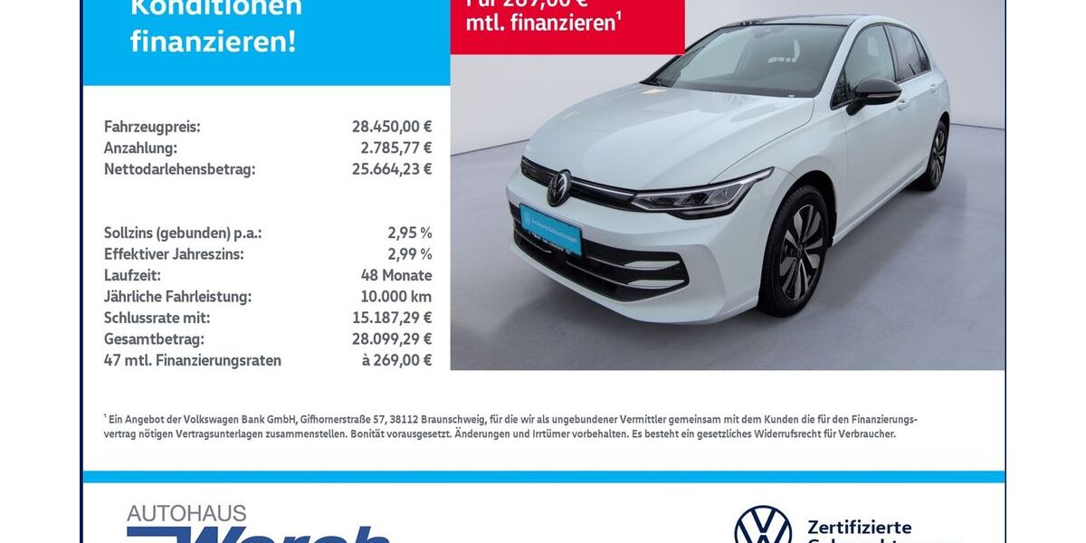 VW Golf 12.312 km 27.879 &euro; Südharz 06536
