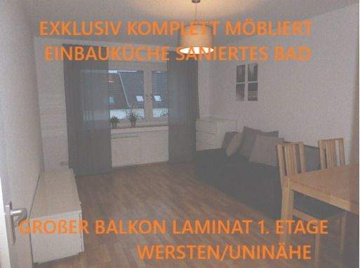 EXKLUSIV KOMPLETT MÖBLIERT EINBAUKÜCHE SANIERTES BAD GROßER BALKON LAMINAT 1. ETAGE WERSTENUNINÄHE 2 zimmer