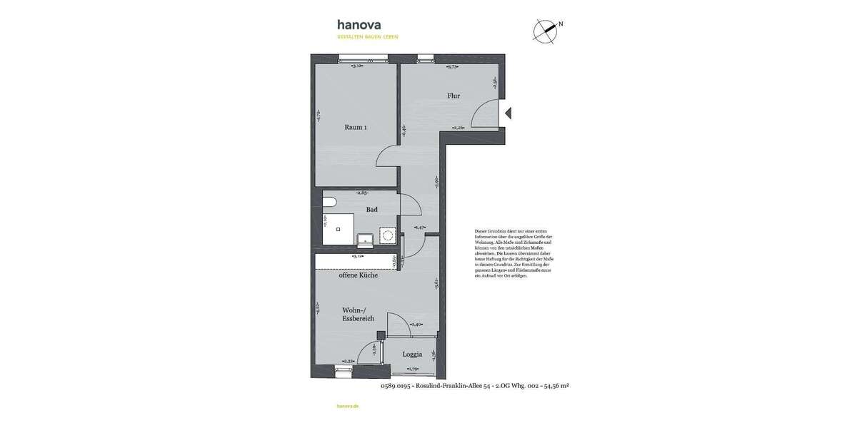 Etagenwohnung Hannover Bemerode - 2 Zimmer, 55 m&sup2;, 600&euro; | Angebot:26998001