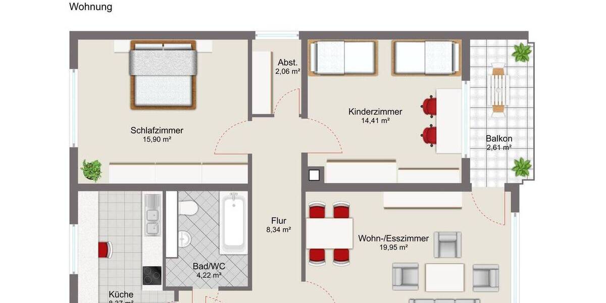 Etagenwohnung Albstadt Tailfingen - 3 Zimmer, 75 m&sup2;, 139.000&euro; | Angebot:25928565
