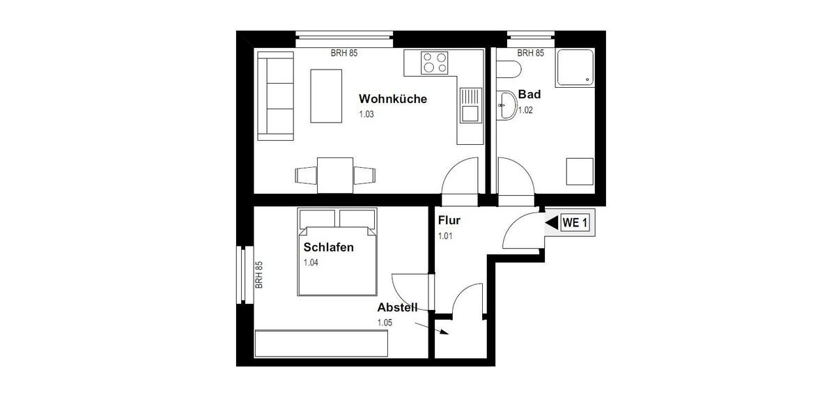 Etagenwohnung Georgsmarienhütte - 1 Zimmer, 50 m&sup2;, 590&euro; | Angebot:26041117