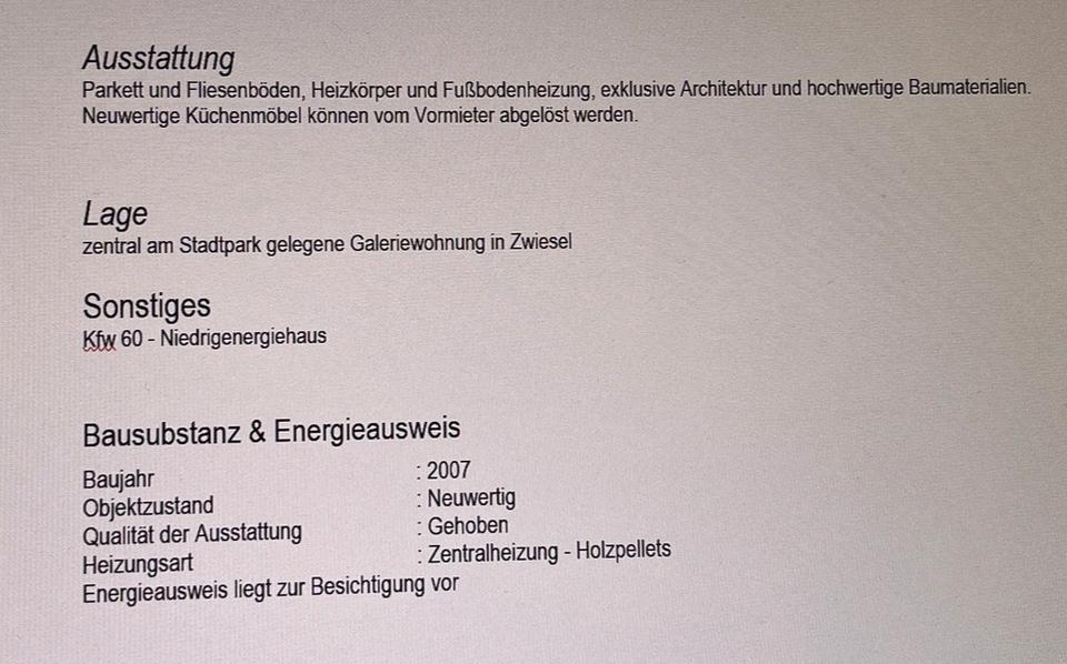 Maisonettenwohnung Zwiesel - 2.5 Zimmer, 65 m&sup2;, 600&euro; | Angebot:26381489