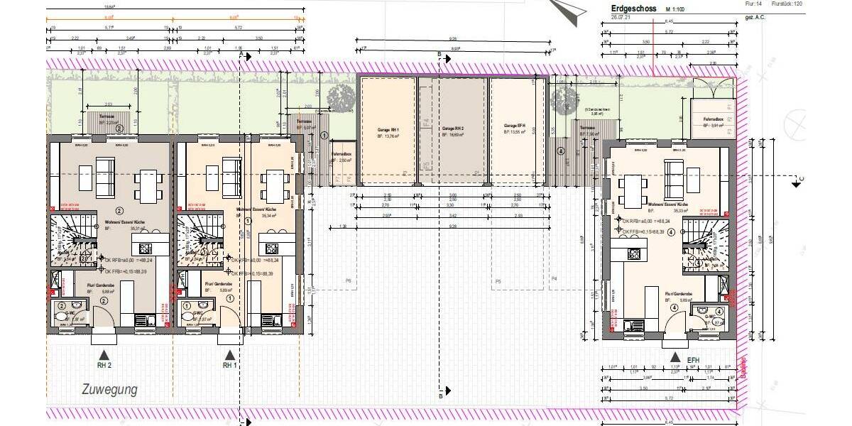 Reihenendhaus Biebesheim am Rhein - 3 Zimmer, 101 m&sup2;, 399.600&euro; | Angebot:25778263