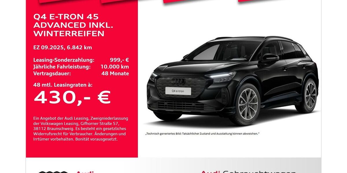 Audi Q4 e-tron 6.842 km 44.981 &euro; Bremerhaven 27576