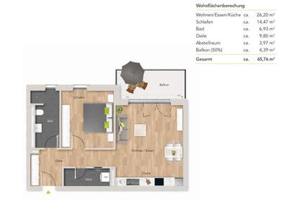 Elegante 2,5 Zimmer Wohnung mit großem Balkon & TG-Stellplatz 2 zimmer