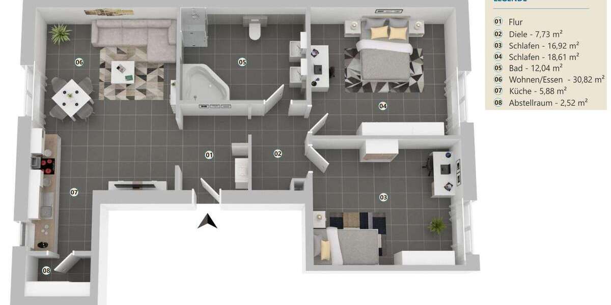 Etagenwohnung kaiserslautern Siedlung am Belzappel - 3 Zimmer, 88 m&sup2;, 860&euro; | Angebot:26422931