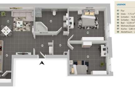 Wohnung kaiserslautern Siedlung am Belzappel - 3 Zimmer, 88 m&sup2;, 860&euro; | Angebot:26422931
