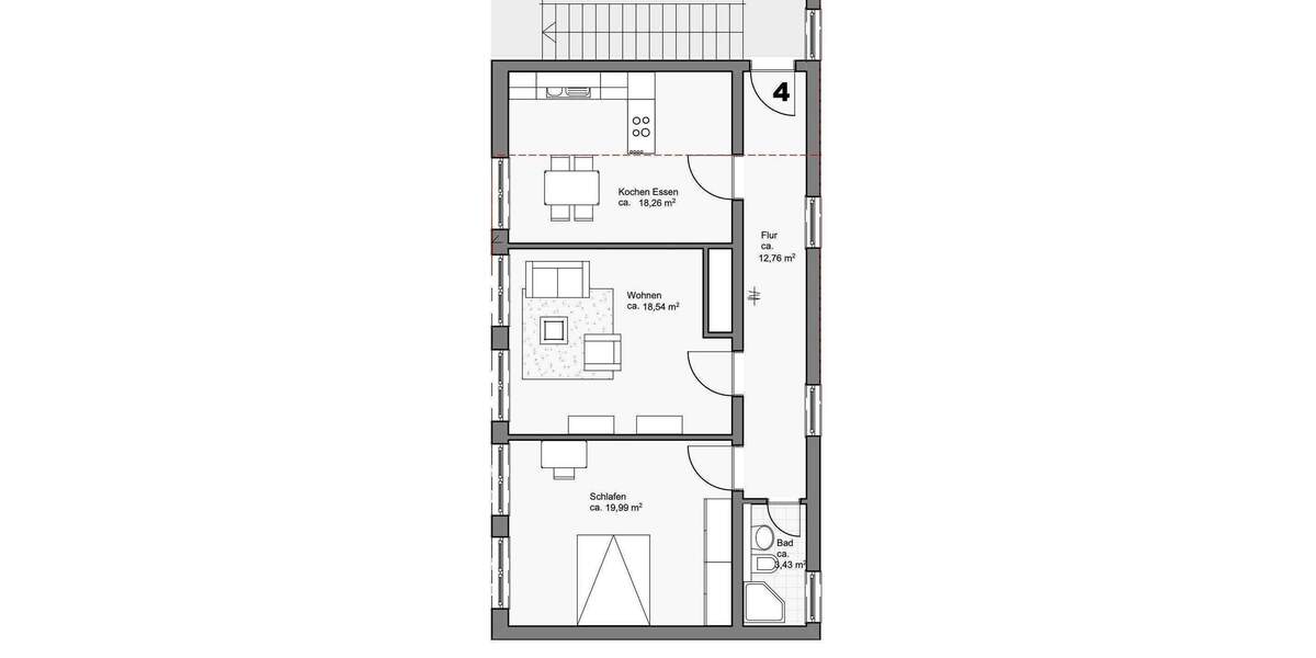 Etagenwohnung Bogen - 2 Zimmer, 164.000&euro; | Angebot:26189304