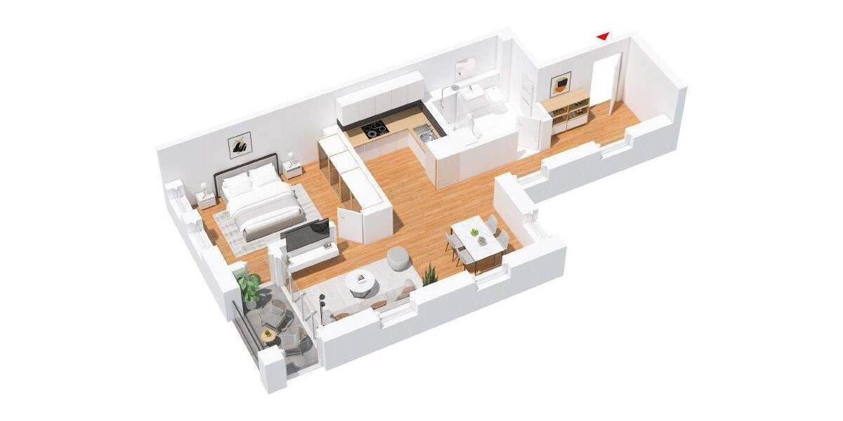 Etagenwohnung Wolfsburg Hellwinkel - 2 Zimmer, 62 m&sup2;, 854&euro; | Angebot:25423493