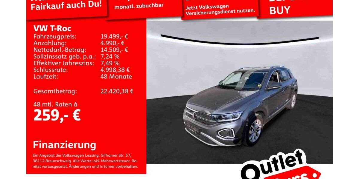 VW T-Roc 121.360 km 19.499 &euro; Mannheim 68309