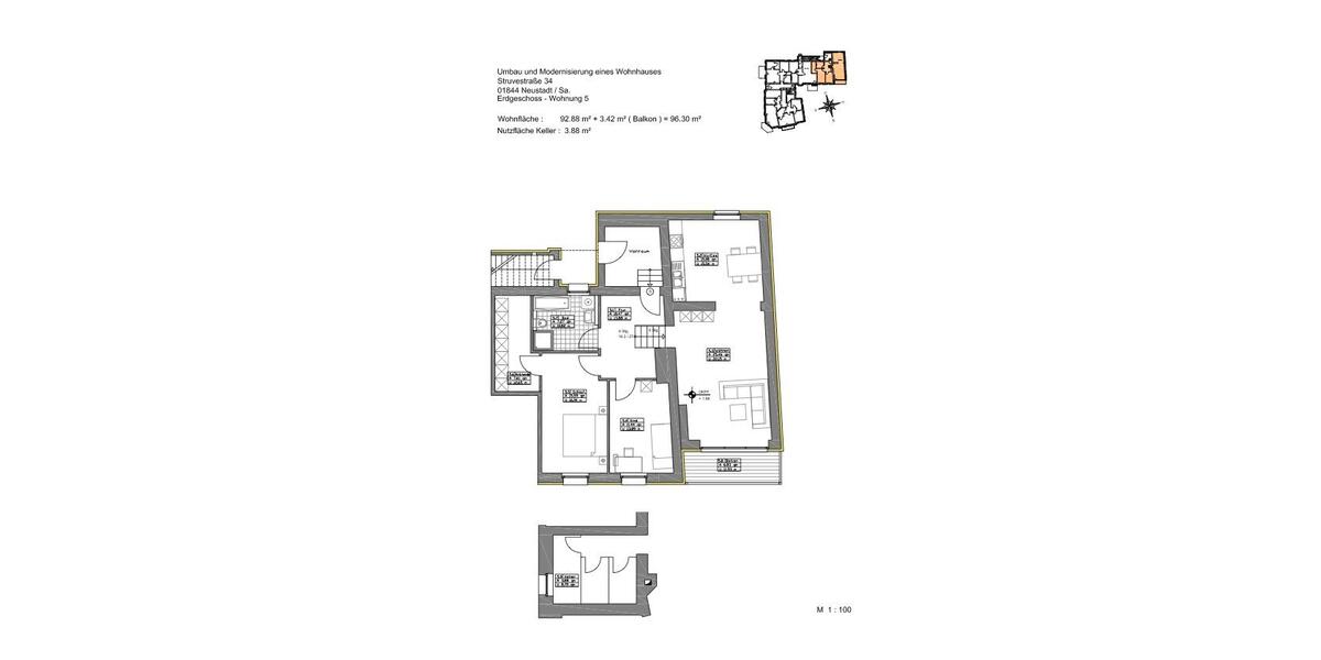 Hochparterre Neustadt in Sachsen - 3 Zimmer, 96 m&sup2;, 650&euro; | Angebot:26197399