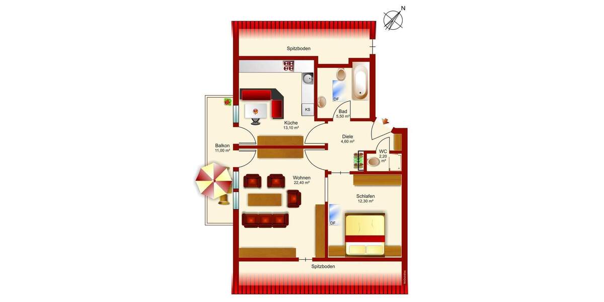 Etagenwohnung Garmisch-Partenkirchen Garmisch - 2 Zimmer, 65 m&sup2;, 950&euro; | Angebot:25645232
