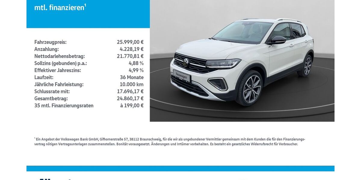 VW T-Cross 7.150 km 25.999 &euro; Leinefelde-Worbis/DE 37327