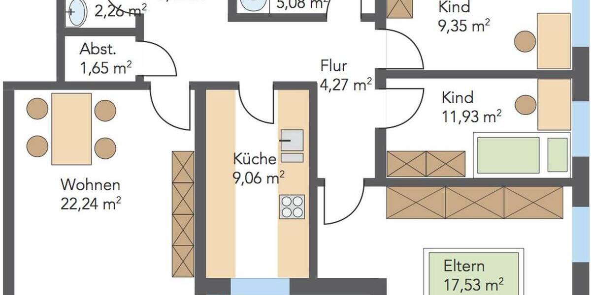 Etagenwohnung Goslar Steinberg - 4 Zimmer, 93 m&sup2;, 750&euro; | Angebot:26757442