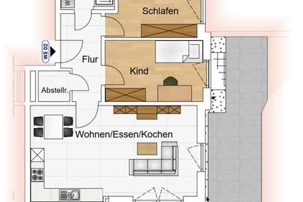 ERSTBEZUG: Drei-Zimmer-Terrassenwohnung in ruhiger Wohngegend zimmer