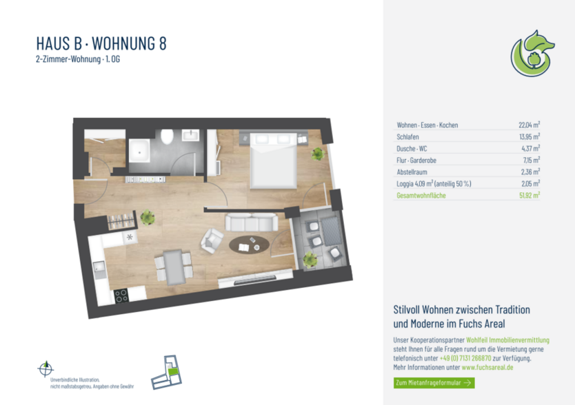 Wohnung zum Mieten in Heilbronn 870 € 51.92 m²
