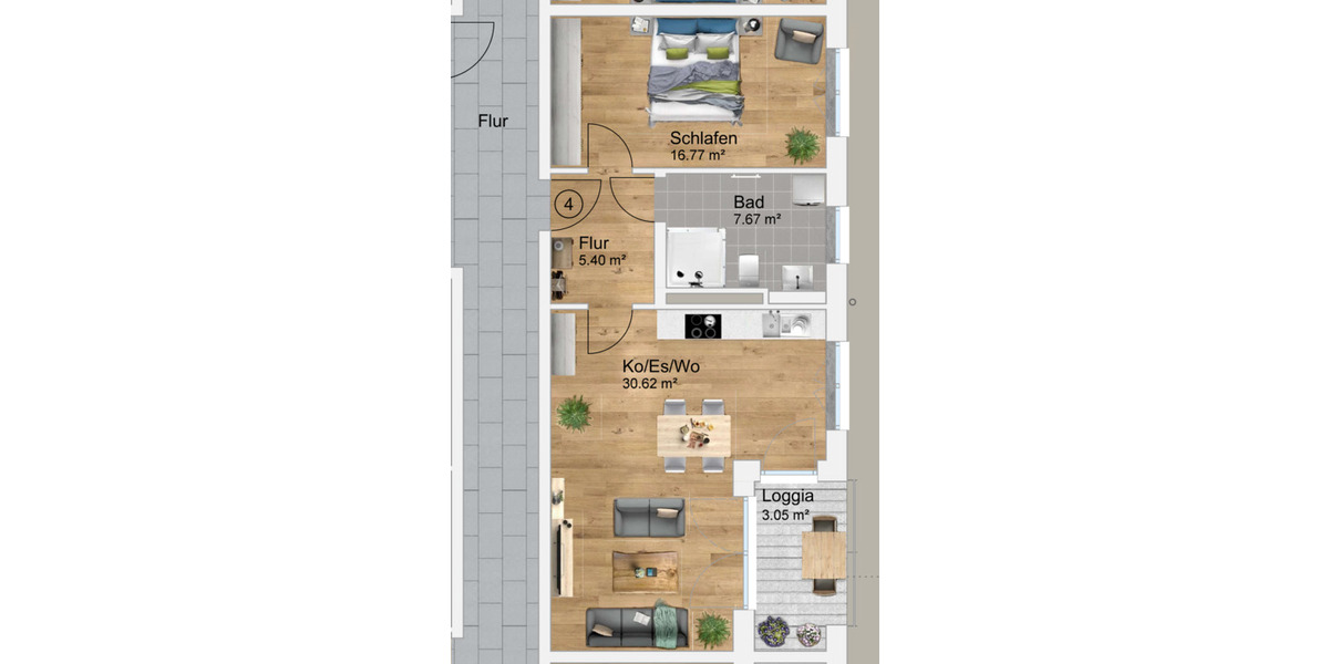 Etagenwohnung Krailling Pentenried - 2 Zimmer, 61 m&sup2;, 1.170&euro; | Angebot:25165327