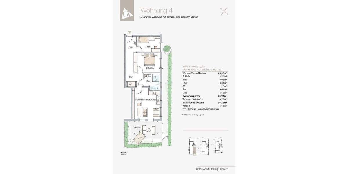 Etagenwohnung Bayreuth Kreuzstein - 3 Zimmer, 76 m&sup2;, 401.344&euro; | Angebot:26835173