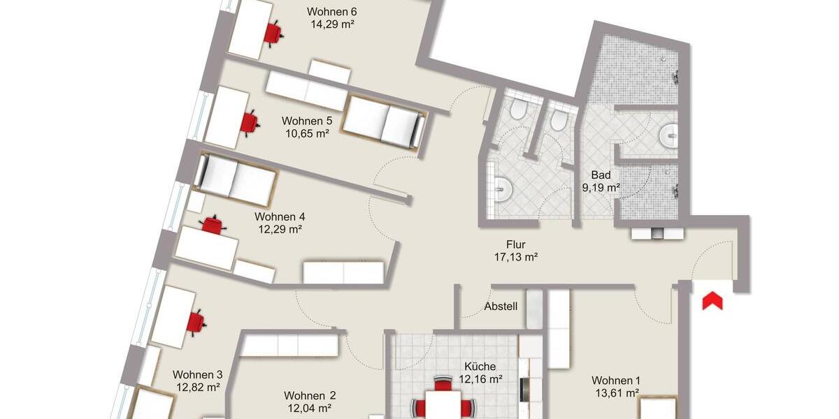 Erdgeschoßwohnung Hamburg Harburg - 1 Zimmer, 11 m&sup2;, 550&euro; | Angebot:26380192