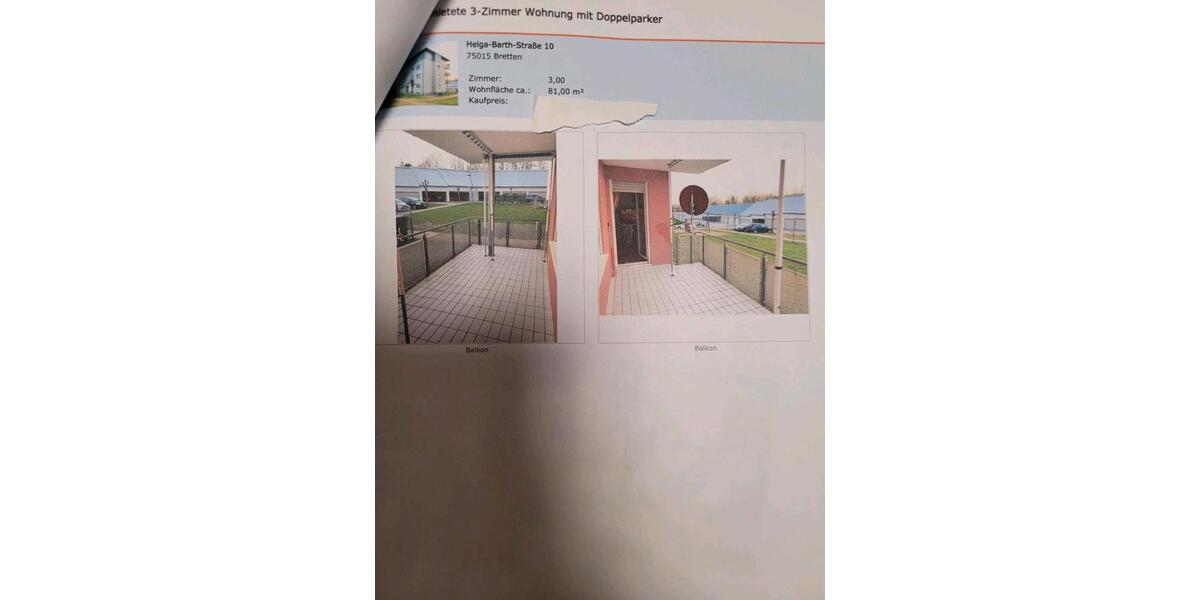 Erdgeschoßwohnung Bretten - 3 Zimmer, 81 m&sup2;, 280.000&euro; | Angebot:24956059