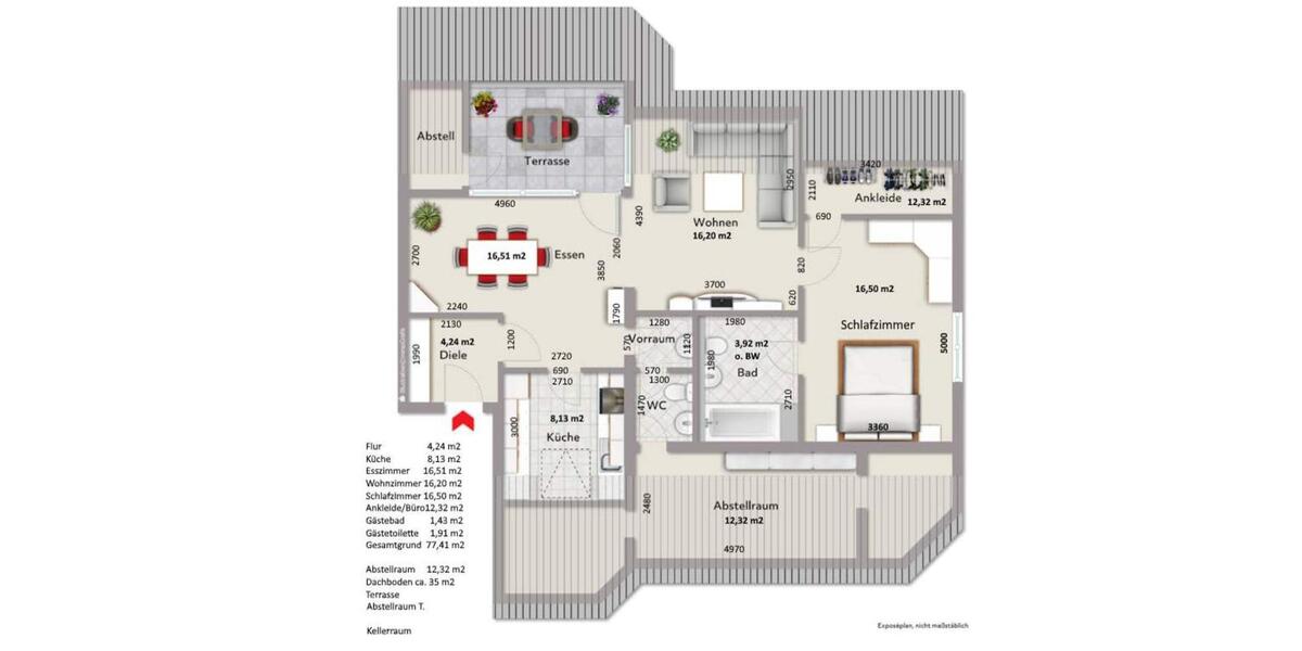 Dachgeschoßwohnung Wolfsburg Detmerode - 2.5 Zimmer, 74 m&sup2;, 635&euro; | Angebot:26679205