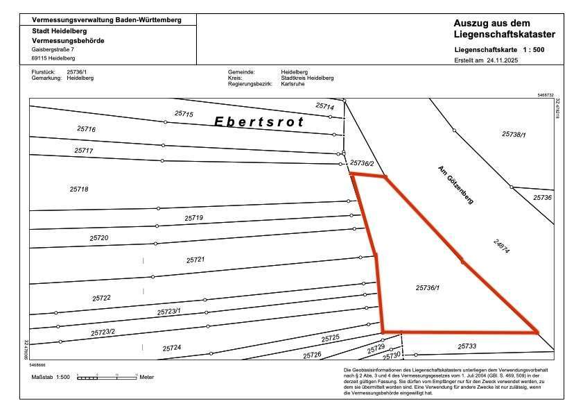 Grundstück in Heidelberg 25.000 € 870 m² zimmer