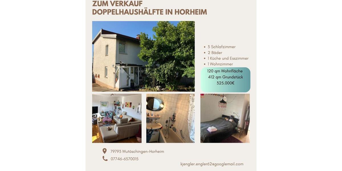 Doppelhaushälfte Wutöschingen - 5 Zimmer, 120 m&sup2;, 325.000&euro; | Angebot:27133489