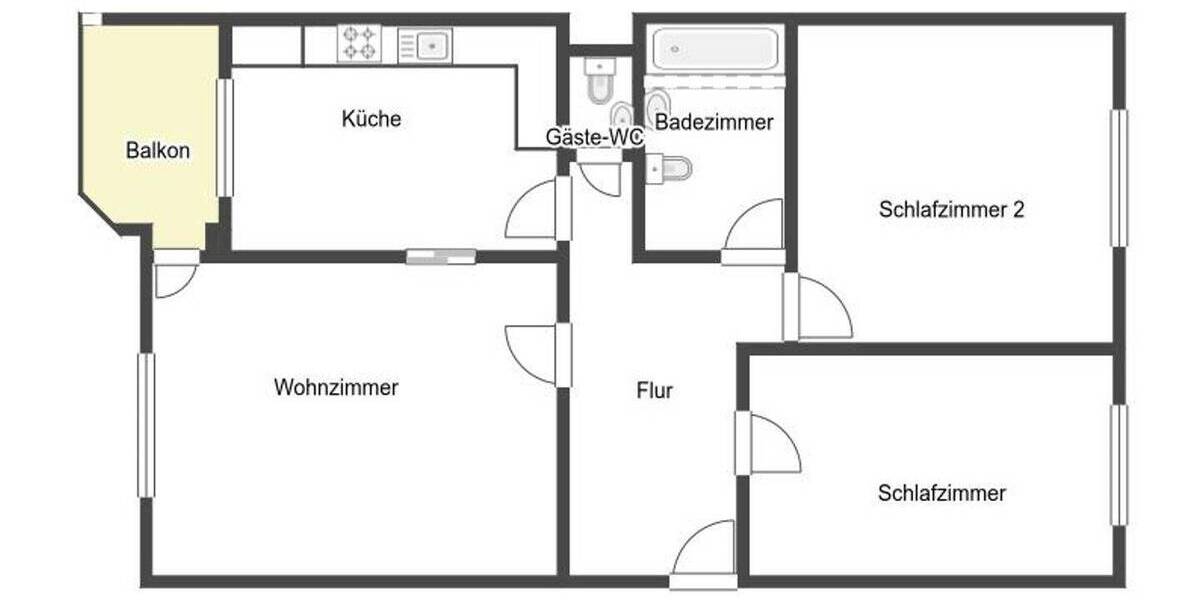 Etagenwohnung Stralsund Grünthal-Viermorgen - 3 Zimmer, 82 m&sup2;, 149.000&euro; | Angebot:26788219