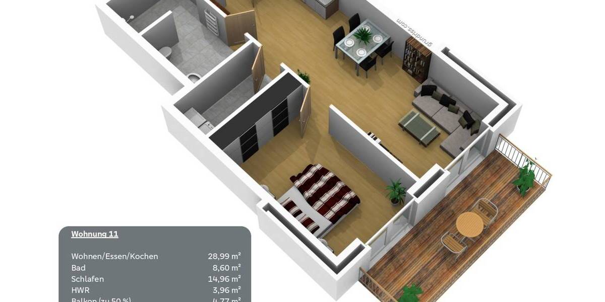 Etagenwohnung Werlte - 2 Zimmer, 61 m&sup2;, 221.000&euro; | Angebot:25772669