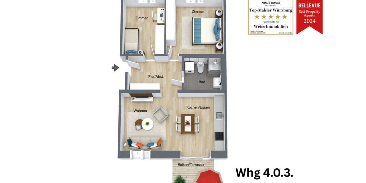 Etagenwohnung Hilpoltstein - 3 Zimmer, 76 m&sup2;, 405.426&euro; | Angebot:25703500