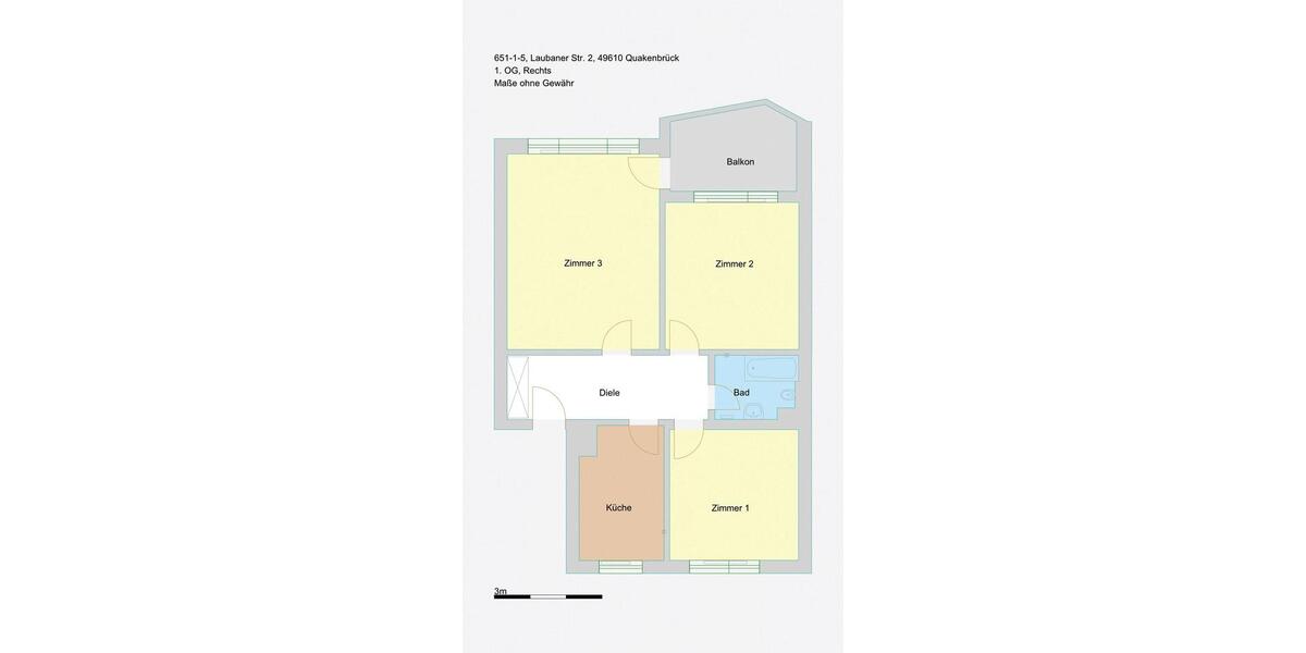 Etagenwohnung Quakenbrück - 3 Zimmer, 74 m&sup2;, 425&euro; | Angebot:25309203