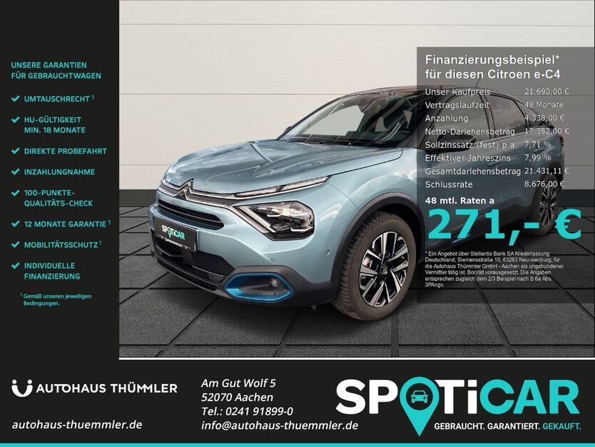 Citroen ë-C4 24.999 km 21.690 € Aachen 52070
