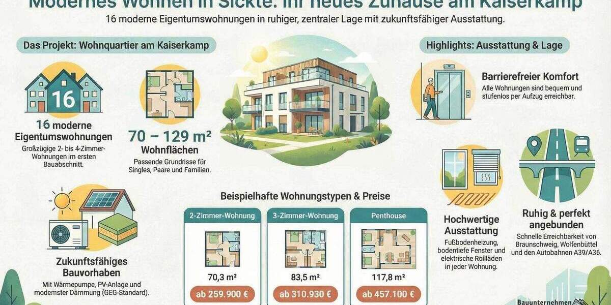 Etagenwohnung Sickte Niedersickte - 2 Zimmer, 70 m&sup2;, 259.900&euro; | Angebot:25837320