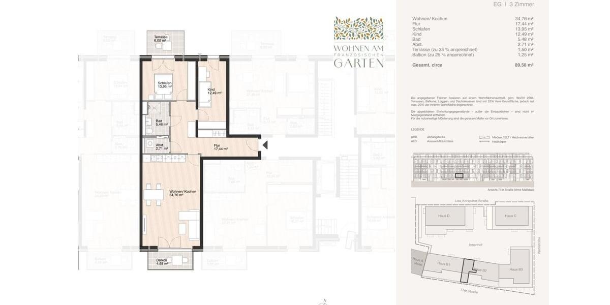 Hochparterre Celle - 3 Zimmer, 90 m&sup2;, 1.254&euro; | Angebot:26712171